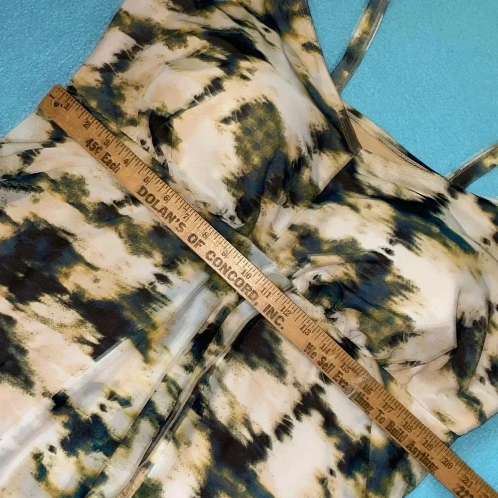 SWIM BY CACIQUE Fly Away tie dye print style swim dress faux wrap NEW size 28